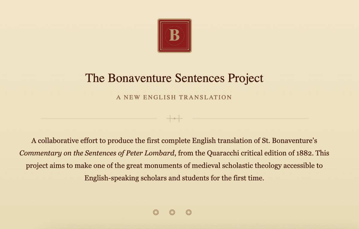 The Bonaventure Sentences Project